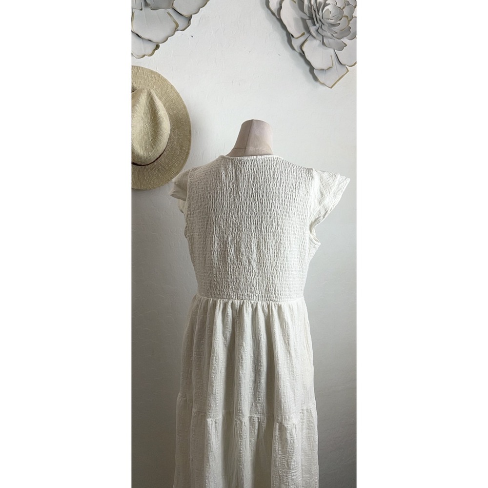 GibsonLook white cotton maxi midi dress L boho shabby chic regency cottage core - Picture 9 of 16